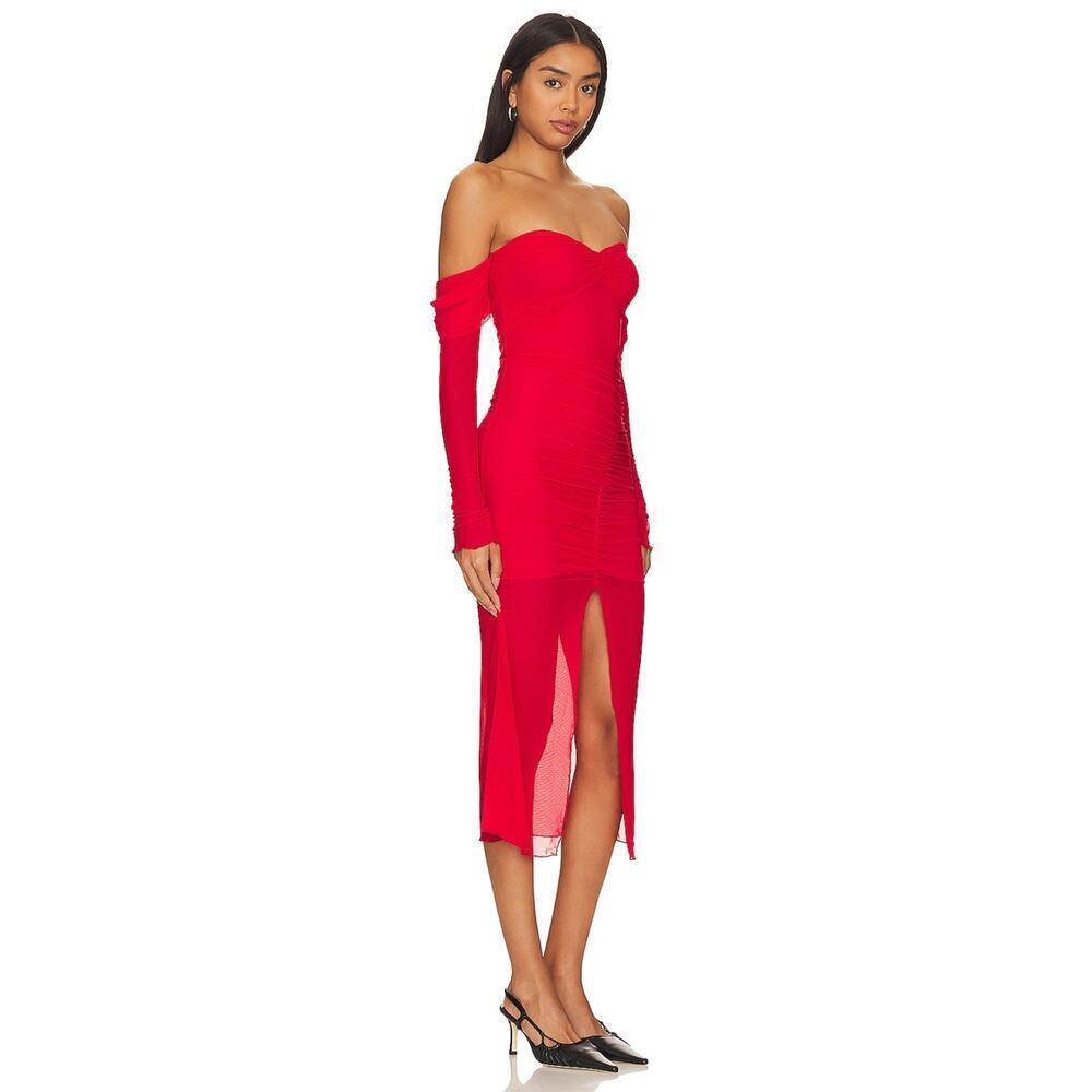 Majorelle Elise Midi Dress Cherry Red Size S - Picture 2 of 7